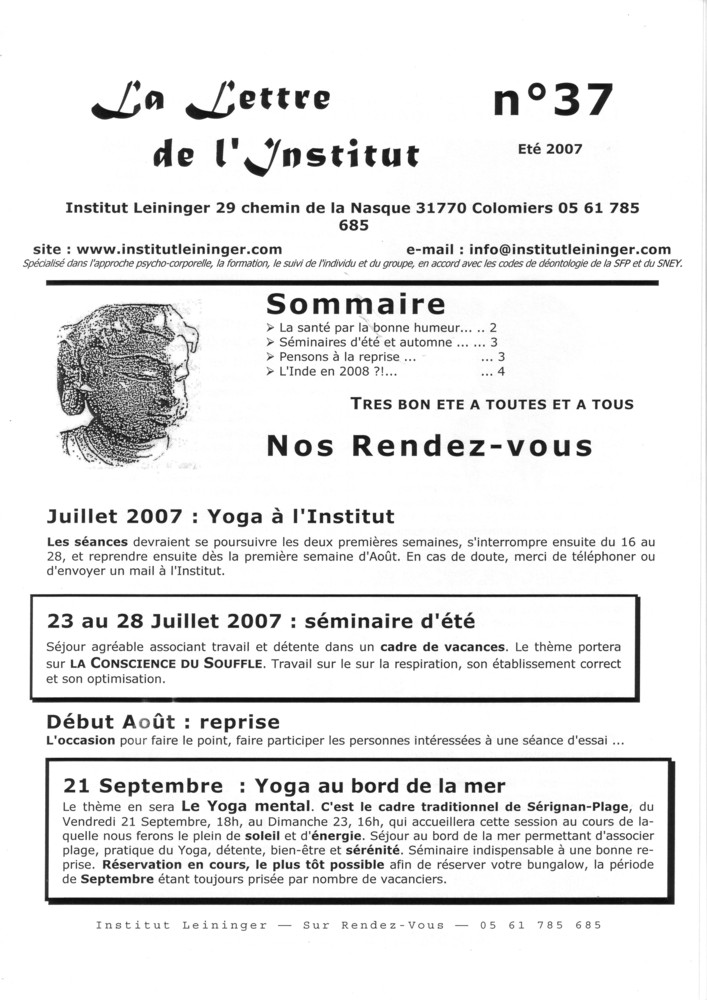 La Lettre de l'Institut n�37, Juin 2007